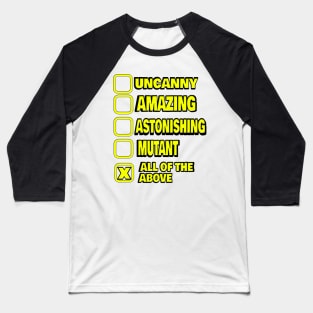 Uncanny superhero shirt for men and mutant fans Baseball T-Shirt